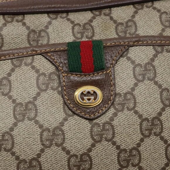 GUCCI GG Supreme Web Sherry Line Bag PVC Beige Gold - Picture 10 of 16